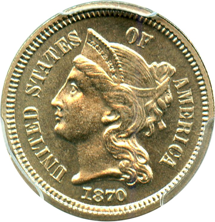 image for: 1870 3cN PCGS/CAC Proof 65