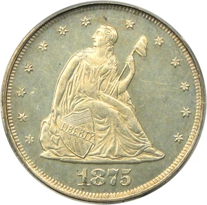 image for: 1875 20c PCGS Proof 63 OGH - Scarce First Year 20-Cent Proof