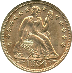 image for: 1854 10c PCGS/CAC MS63 (Arrows)
