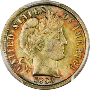 image for: 1893 10c PCGS MS66 - Colorful Toning