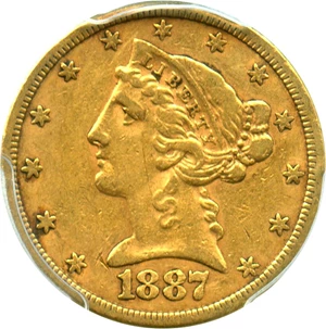 image for: 1887-S $5 PCGS XF45 - No Reserve!