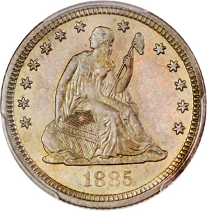 image for: 1885 25c PCGS/CAC Proof 65 - Colorful Toning