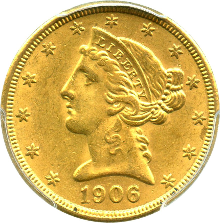 image for: 1906-D $5 PCGS AU58 - No Reserve!