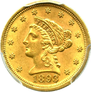 image for: 1893 $2 1/2 PCGS MS63 - No Reserve!