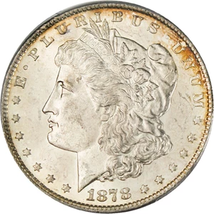 image for: 1878 8TF $1 PCGS Secure MS62 (VAM-17, Diagonal in 8)