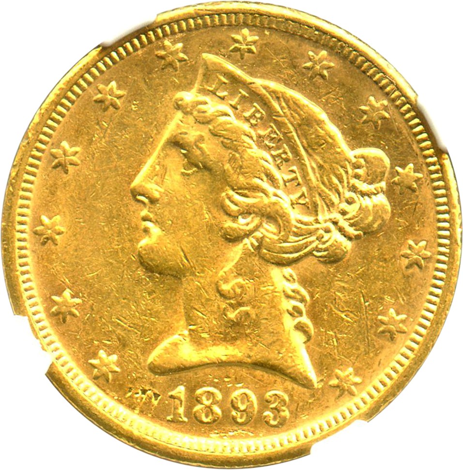 image for: 1893-O $5 NGC AU58 - Affordable New Orleans Gold Issue