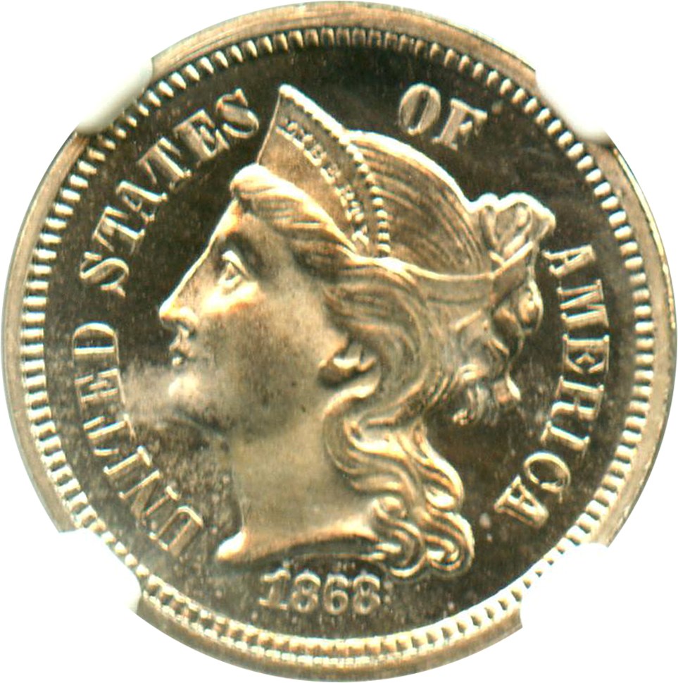 image for: 1868 3cN NGC Proof 64 CAM