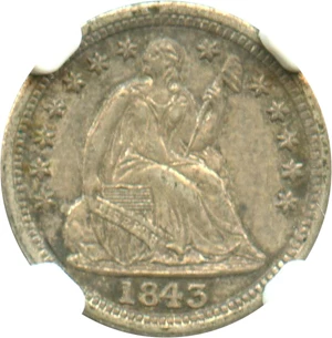 image for: 1843 H10c NGC AU53 - No Reserve!