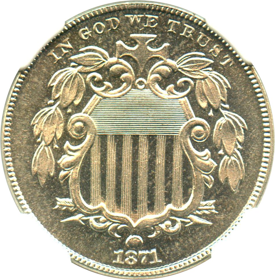 image for: 1871 5c NGC/CAC Proof 65