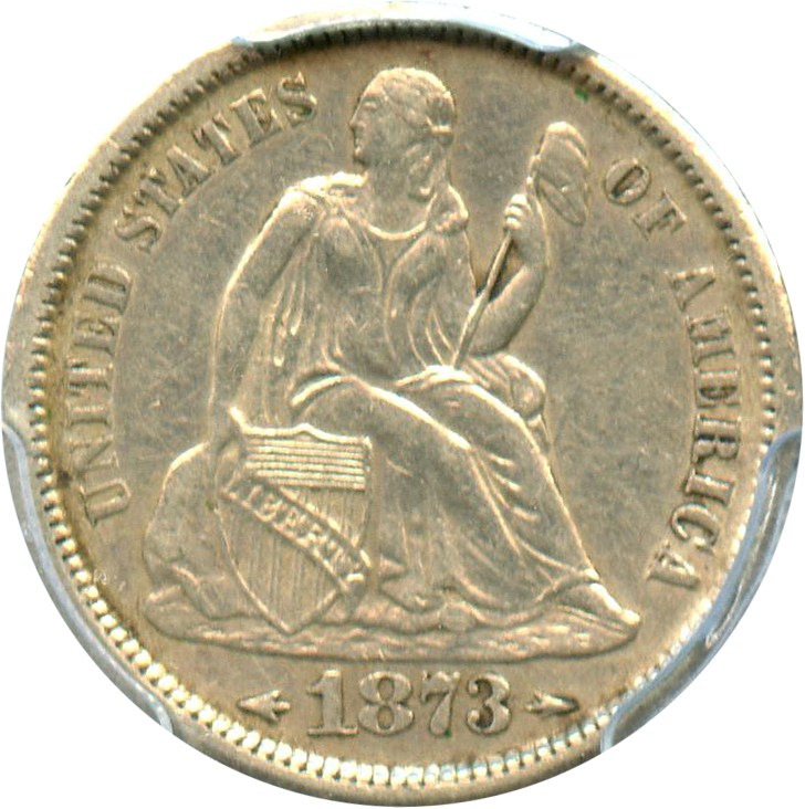 image for: 1873-S 10c PCGS AU53 (Arrows)