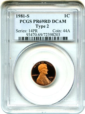 image for: 1981-S 1c PCGS Proof 69 RD DCAM (Type 2)