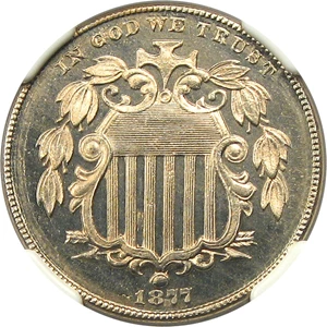 image for: 1877 5c NGC Proof 65 - Scarce Proof-Only Issue