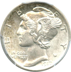 image for: 1917-D 10c PCGS MS64 FB