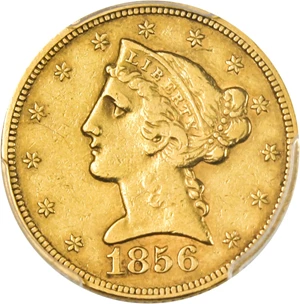 image for: 1856 $5 PCGS XF45