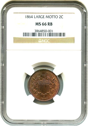 image for: 1864 2c NGC MS66 RB (Large Motto) - No Reserve!