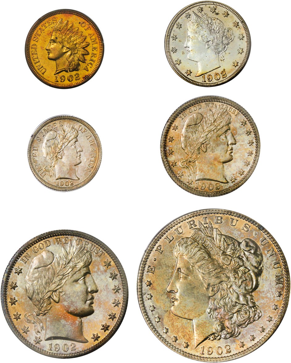 image for: 1902 Proof Set 1c-$1 PCGS/CAC Proof 61-64 (5 Coins)