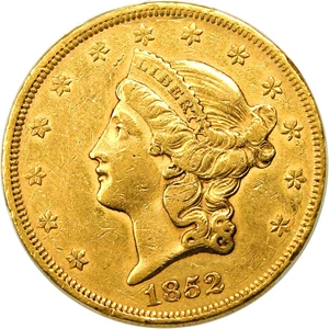image for: 1852 $20 PCGS XF40 - Desirable Type 1 Double Eagle