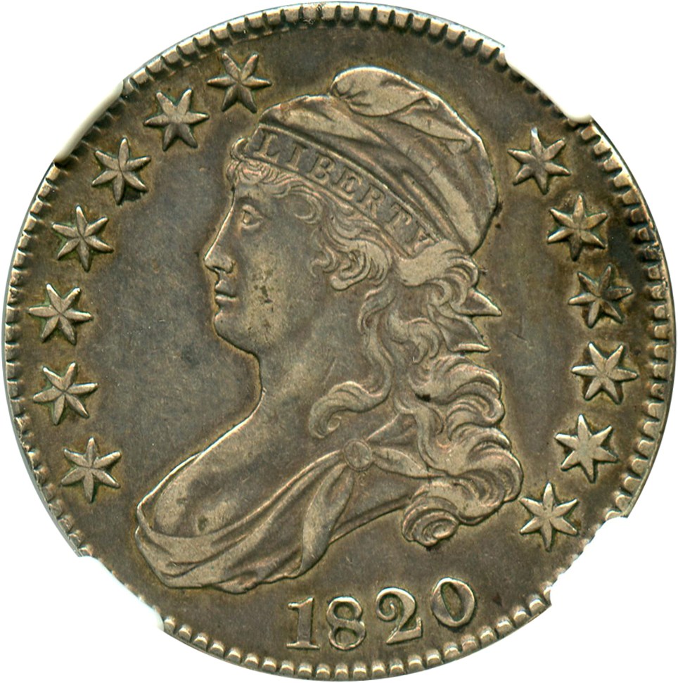 image for: 1820 50c NGC XF40 (Square 2, Large Date, O-106)