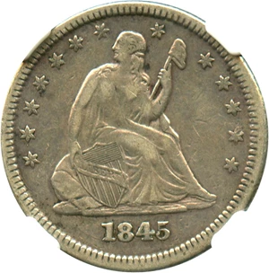 image for: 1845 25c NGC VF35