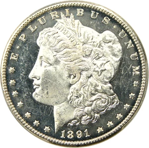 image for: 1891-CC $1 PCGS/CAC MS64 DMPL - Rare Deep Mirror Prooflike Carson City Dollar