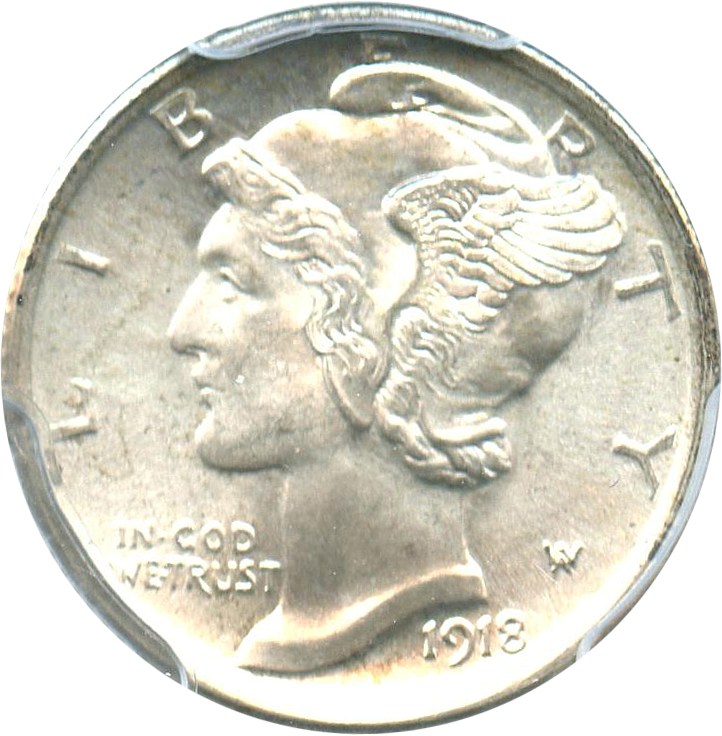 image for: 1918 10c PCGS MS65+ FB - Scarce Date in Gem