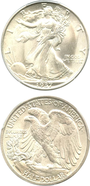 image for: 1937-S 50c PCGS Genuine UNC Details (Machine Damage)