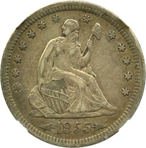 image for: 1855 25c NGC XF40 (Arrows)