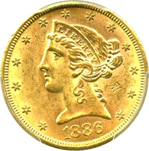 image for: 1886-S $5 PCGS MS62 - No Reserve!