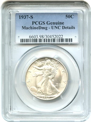 image for: 1937-S 50c PCGS Genuine UNC Details (Machine Damage)
