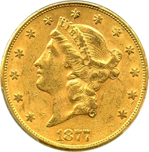 image for: 1877 $20 PCGS AU53 - No Reserve!
