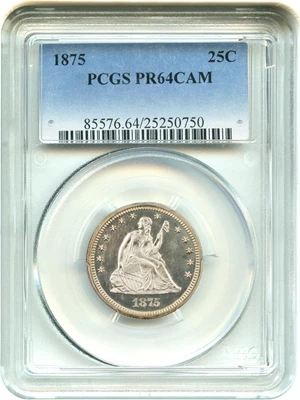 image for: 1875 25c PCGS Proof 64 CAM