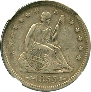 image for: 1855 25c NGC XF40 (Arrows)