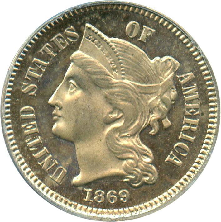 image for: 1869 3cN PCGS/CAC Proof 64 OGH