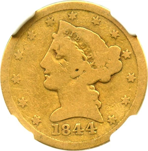 image for: 1844-O $5 NGC AG-3 - Affordable O-Mint Half Eagle