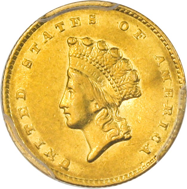 image for: 1855-O G$1 PCGS AU53 (Type 2) Scarce Gold Dollar from New Orleans