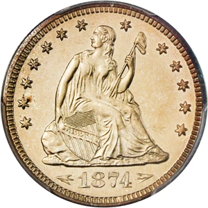 image for: 1874 25c PCGS Proof 64 (Arrows)