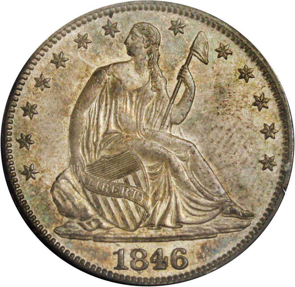 image for: 1846 50c PCGS/CAC MS63 - OGH Rattler Holder