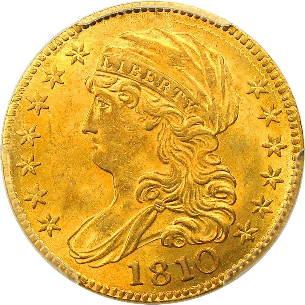 image for: 1810 $5 PCGS MS63 (Large Date, Large 5) Desirable Early Half Eagle