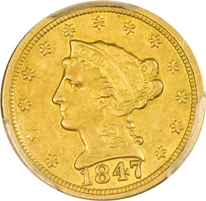 image for: 1847-O $2 1/2 PCGS/CAC AU55 - Low Mintage Date