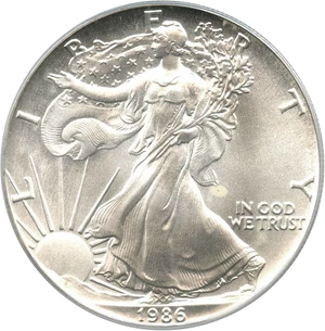 image for: 1986 Silver Eagle $1 PCGS MS69 - No Reserve!