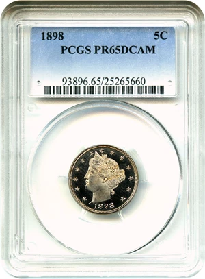image for: 1898 5c PCGS Proof 65 DCAM