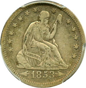 image for: 1853-O 25c PCGS VF20 (Arrows & Rays)