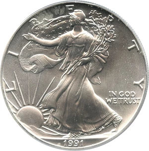 image for: 1991 Silver Eagle $1 PCGS MS69 - No Reserve!