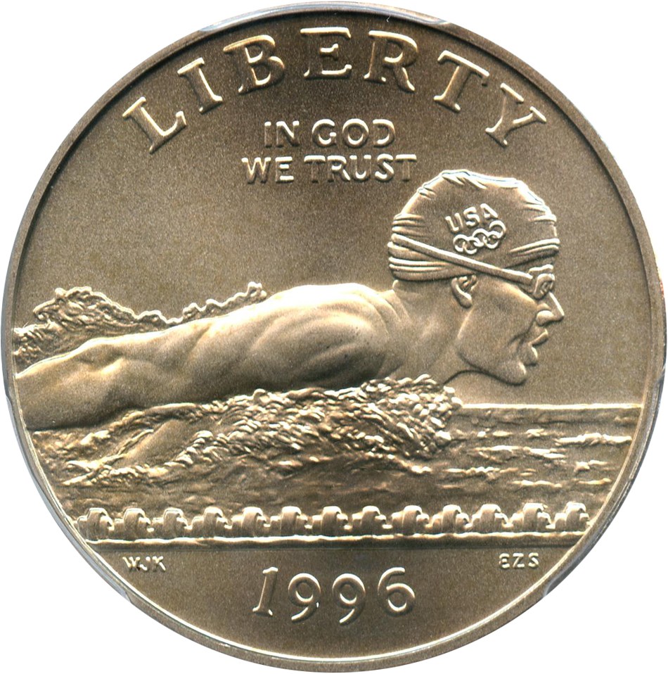 image for: 1996-S Olympic Swimming 50c PCGS MS69 - No Reserve!