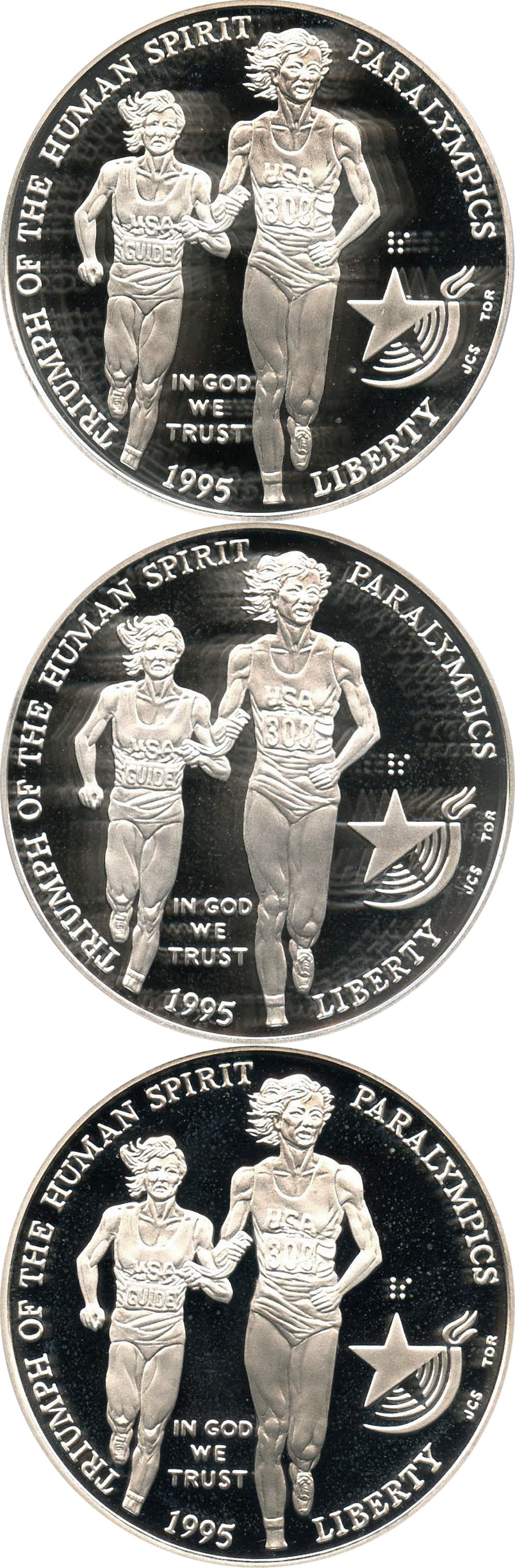 image for: Investor Lot of 1995-P Paralympics Blind Runner $1: All PCGS PR69 DCAM (3 Coins) - No Reserve!