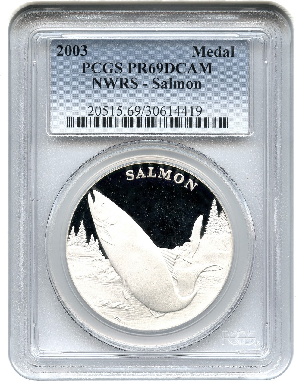 image for: 2003 National Wildlife Rescue Service Medal PCGS Proof 69 DCAM (Salmon) - No Reserve!