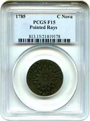 image for: 1785 Nova Constellatio PCGS F15 (Pointed Rays) Affordable Early Copper
