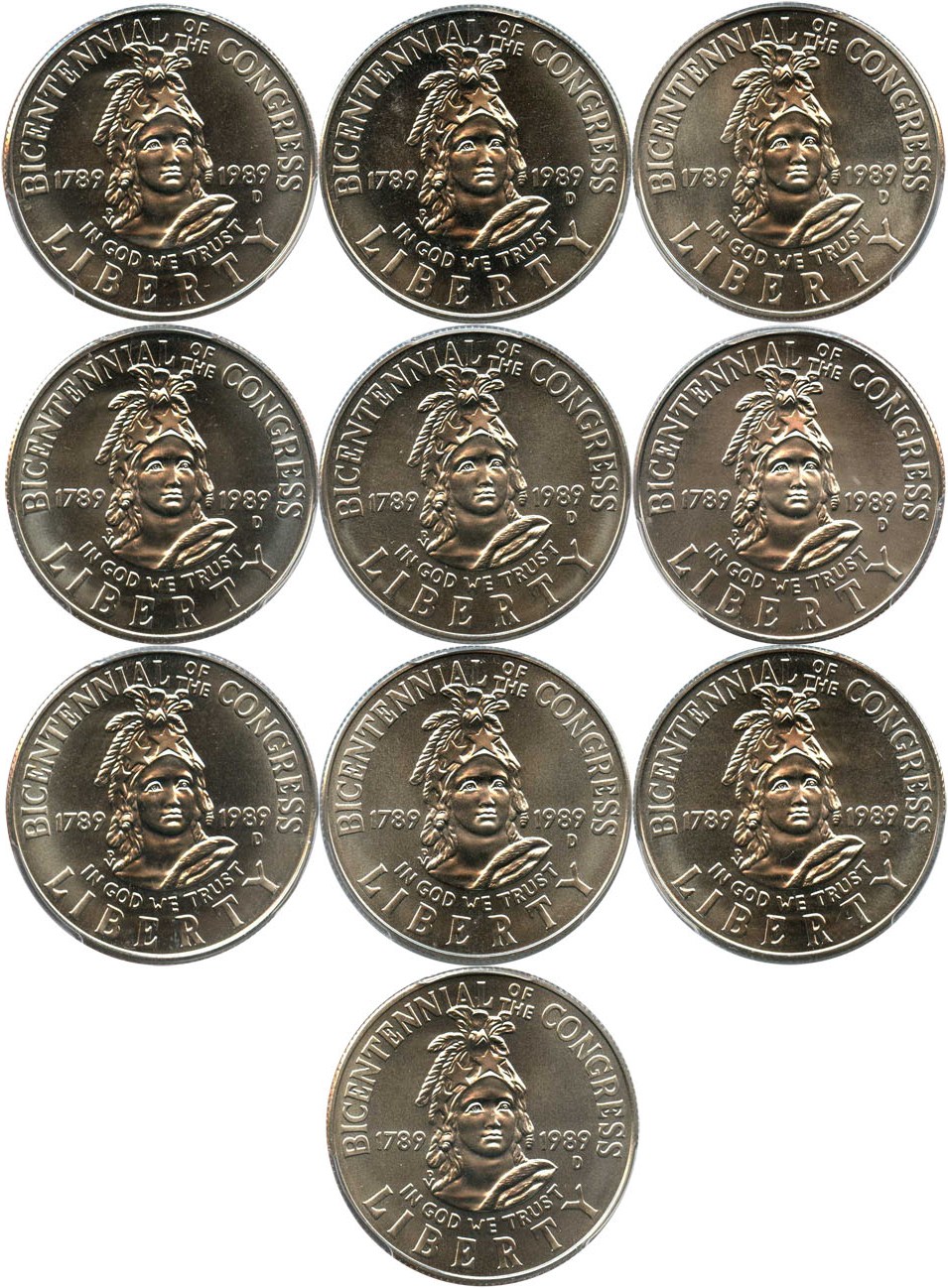 image for: Investor Lot of 1989-D Congress 50c: All PCGS MS69 (10 Coins) - No Reserve!
