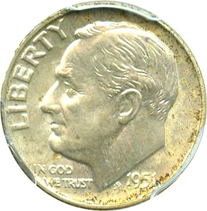 image for: 1951-D 10c PCGS MS66 FB - No Reserve!