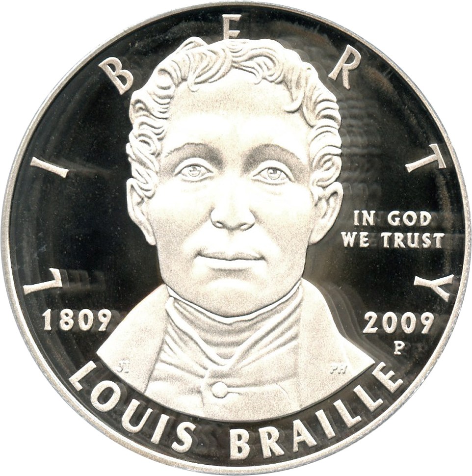 image for: 2009-P Louis Braille $1 PCGS Proof 69 DCAM - No Reserve!